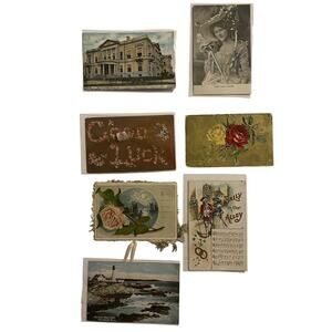 Antique Postcard Lot Early 1900s Written on Good Luck, Nina Sevening, Christmas